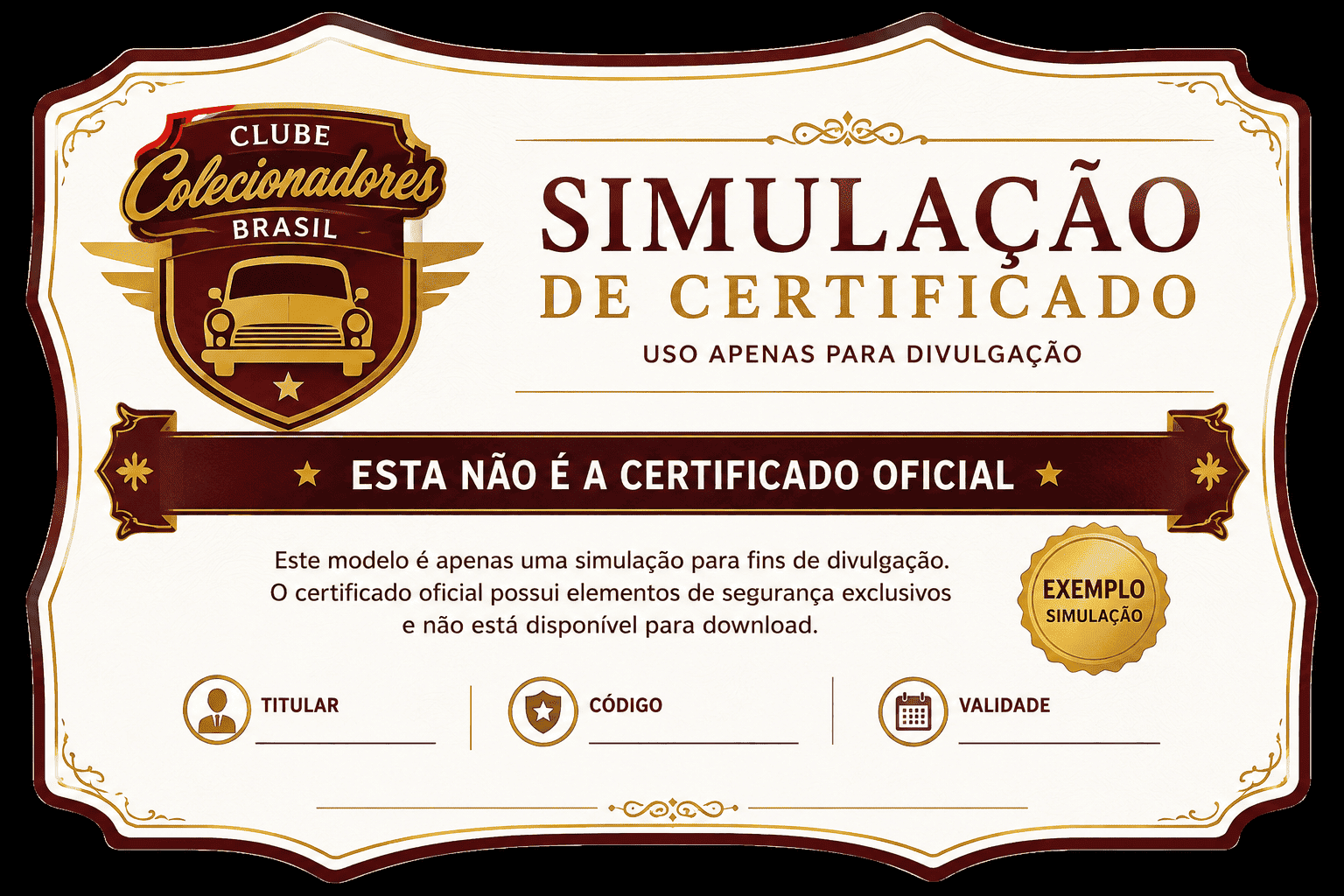 Simulação de certificado para divulgação — não é o certificado oficial